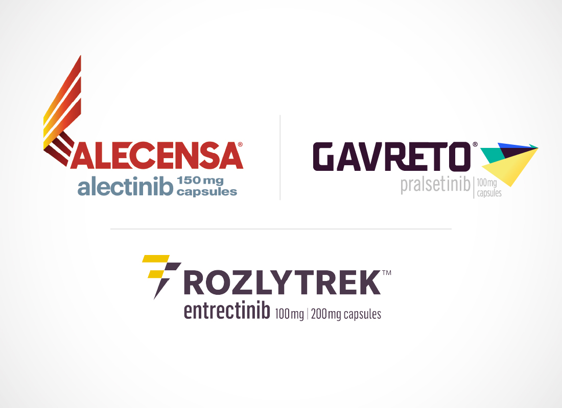 ALECENSA, GAVRETO, and ROZLYTREK Logos